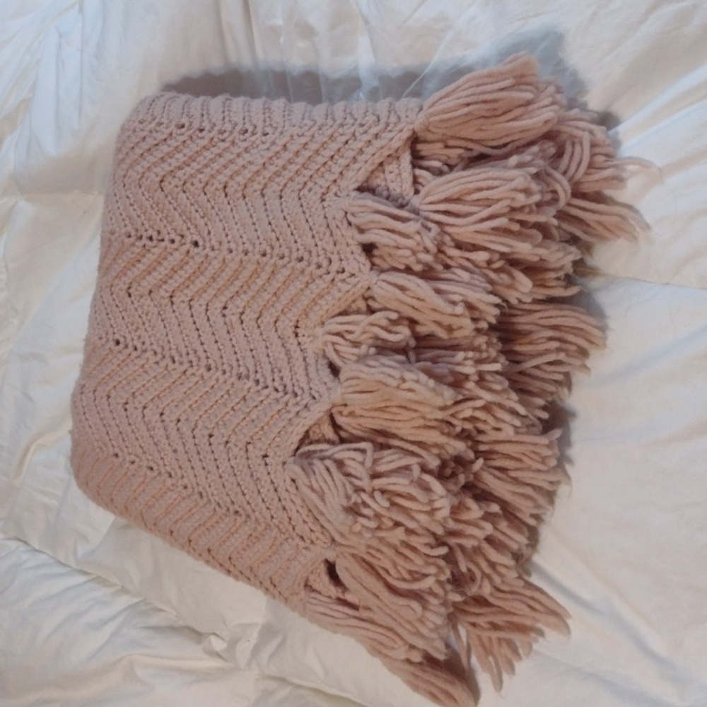 Handmade Crocheted Afghan Blanket Pale Pink
